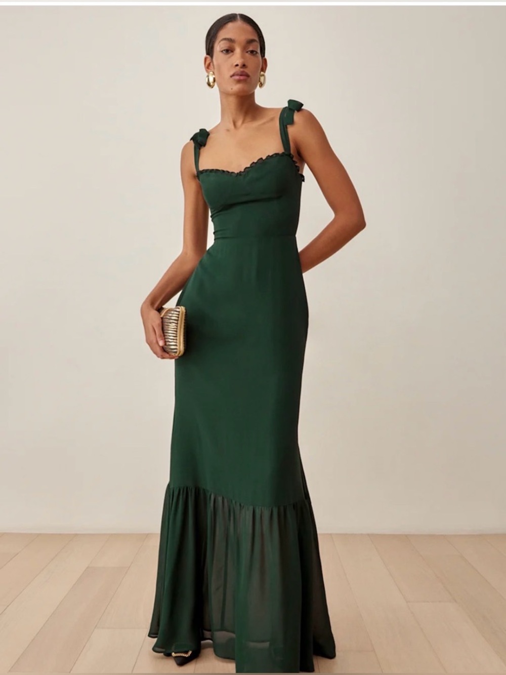 Reformation Jaden Dress in Forest Green